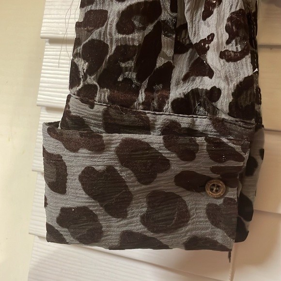 Gorgeous ANNA MOLINARI Black Grey LEOPARD Shear BLOUSE XS-S! - Picture 8 of 8
